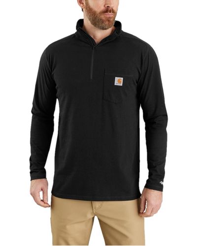 Carhartt Force Relaxed Fit Long Sleeve Quarter Zip Pocket T-shirt - Black