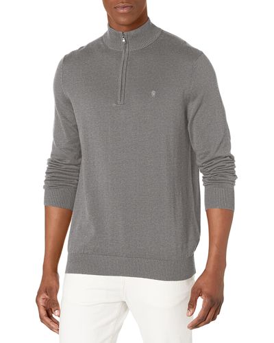Izod Big & Tall Big Classics Long Sleeve Quarter Zip Pullover Sweater - Gray