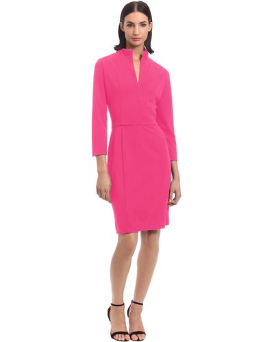 Donna Morgan Notch Neck Sleek Sheath Dress Office Workwear - Pink