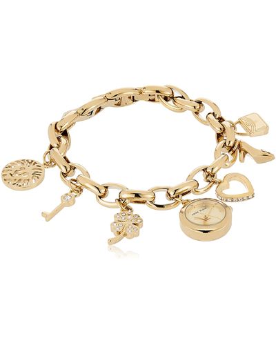 Anne Klein 10-7604chrm Premium Crystal-accented Gold-tone Charm Bracelet Watch - Metallic