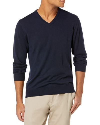 Goodthreads Lightweight Merino Wool V-neck Sweater - Blue