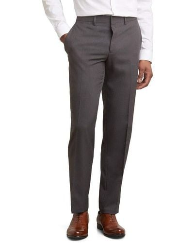 Kenneth Cole Reaction Techni-cole Mini Check Modern Fit Flat Front Dress Pant - Gray
