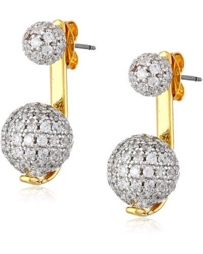 Noir Jewelry Gold Pave Sphere Earrings Jackets - Metallic
