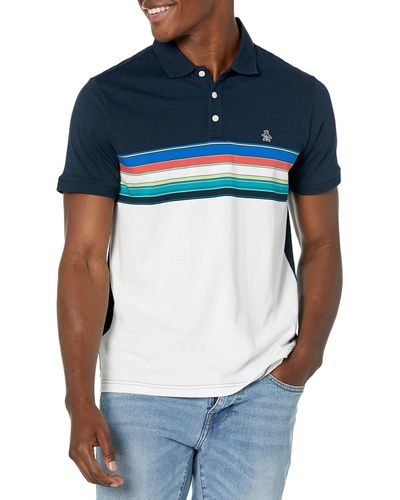 Original Penguin Chest Stripe Polo Shirt - Blue
