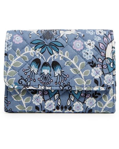 Vera Bradley Cotton Riley Compact Wallet With Rfid Protection - Blue