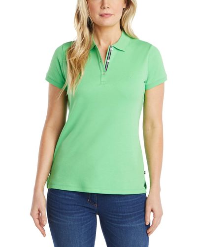 Nautica 3-button Short Sleeve Breathable 100% Cotton Polo Shirt - Pink