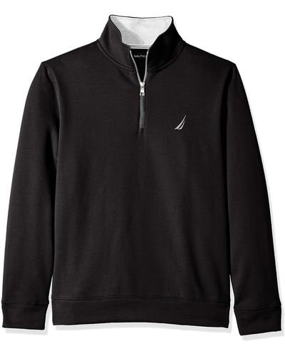 Nautica 1/4 Zip Pieced Fleece Sweatshirt - Black