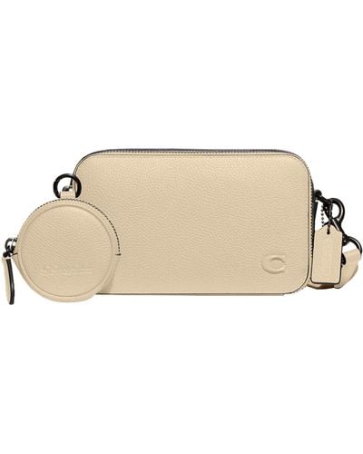 COACH Charter Slim Crossbody In Pebble Leather With Sculpted C Hardware Branding - Natural