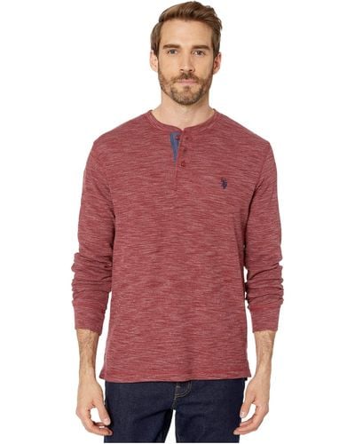 U.S. POLO ASSN. Long Sleeve Thermal Henley - Red
