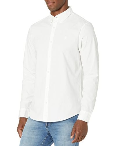 Original Penguin Long Sleeve Core Poplin Button Down Shirt With Stretch - White