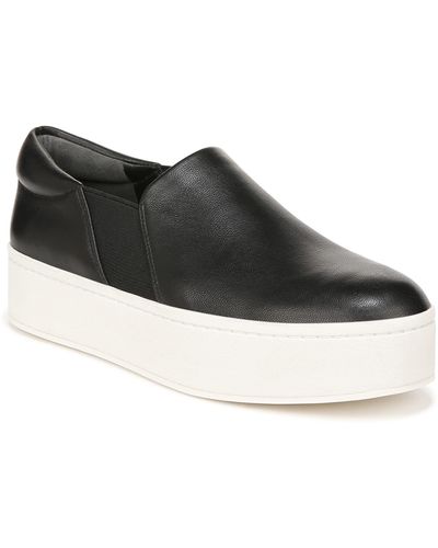 Vince S Warren Platform Slip On Fashion Sneakers Black Leather 6 M