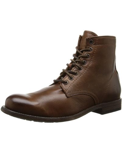 Frye Tyler Lace Up Boots For Crafted From Soft Vintage Leather With Blake Construction - Brown