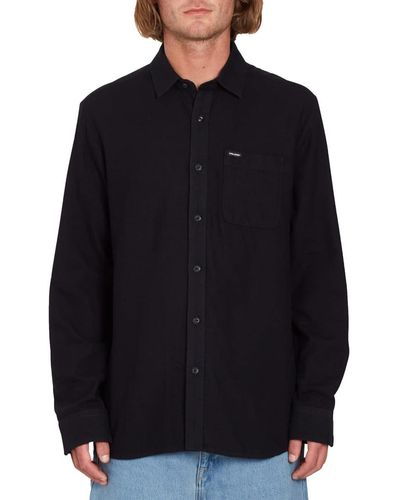 Volcom Caden Solid Long Sleeve Button Down Shirt - Black