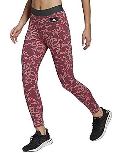 adidas Womens All Over Print Cotton Tights Hazy Rose X-small - Red
