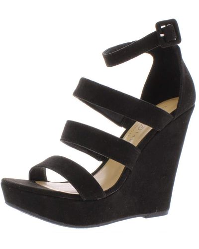 Chinese Laundry Maneeya Wedge Sandal, Black Suede, 10 M Us