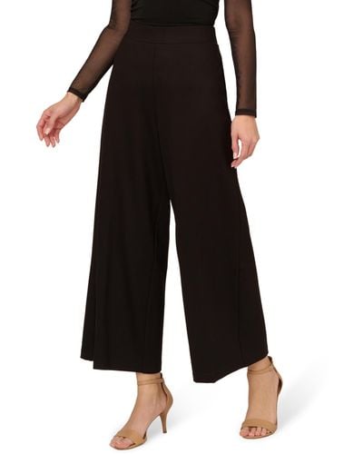 Adrianna Papell Ponte Knit Wide Leg Pull On Pant With Waistband - Black