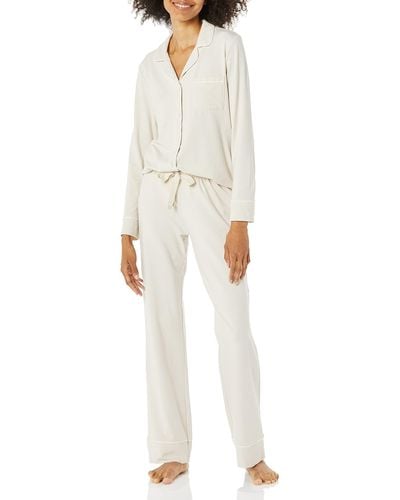 Amazon Essentials Cotton Modal Long Sleeve Shirt And Full Length Bottom Pajama Set - Natural