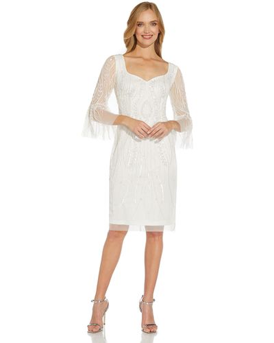 Adrianna Papell Beaded Short Dress - White