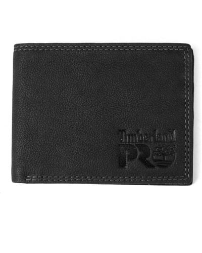 Timberland Slim Leather Rfid Bifold Wallet With Back Id Window - Black