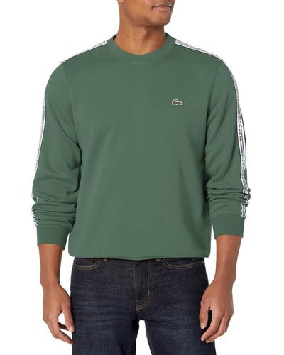 Lacoste 's Classic Fit Logo Stripe Flannel Sweatshirt - Green