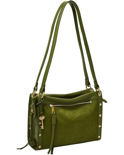 Fossil Allie Leather Satchel Purse Handbag - Green