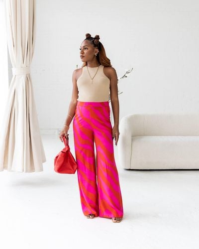 The Drop Pink/red Zebra Print Pant By @victoriouslogan