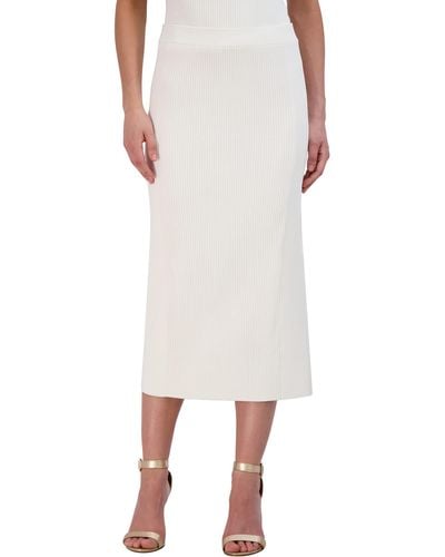 BCBGMAXAZRIA Pull On Sweater Midi Pencil Skirt - White