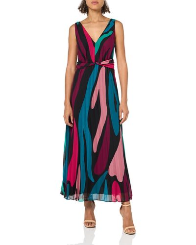 Donna Morgan Sleeveless Pleated Skirt Maxi Dress - Multicolor