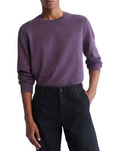 Calvin Klein Compact Cotton Crewneck Sweater - Purple