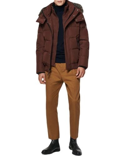 Andrew Marc Short Quilted Inner Bib Attached Umbra Down Bomber With Hybrid Down Fill - Brown