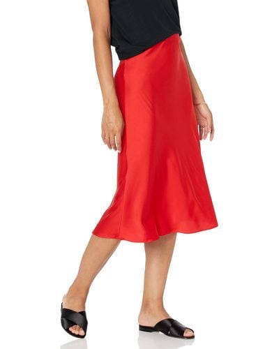 The Drop Maya Silky Slip Skirt Skirt - Red