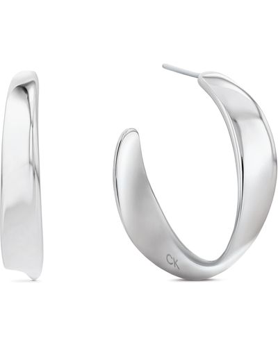 Calvin Klein Ethereal Metals Stainless Steel Hoop Earrings For - White