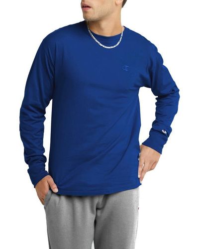 Champion , Classic And Comfortable Tee, Long-sleeve T-shirt For - Blue