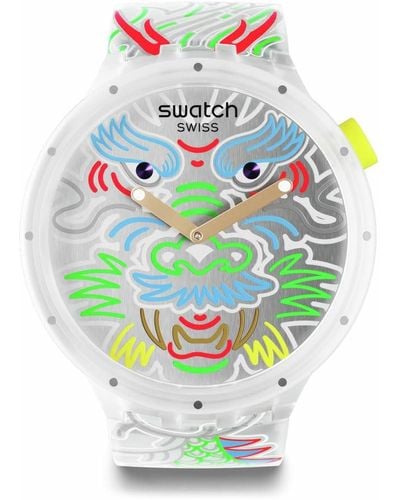 Swatch Casual Clear Bio-sourced Quartz Watch Dragon In Cloud - Gray