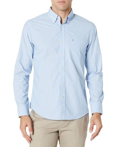 Izod Performance Comfort Long Sleeve Solid Button Down Shirt - Blue