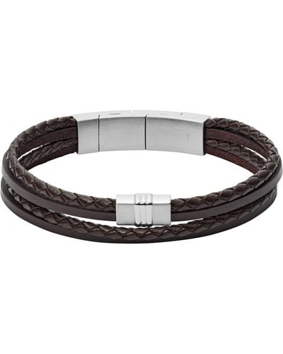 Fossil Leather Braided Leather Bracelet - Brown