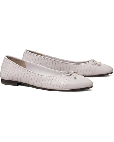 Tory Burch Cap-toe Quilted Ballet - White