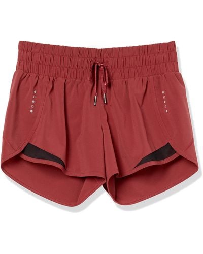 Amazon Essentials Amazon Brand - Women's (xs-3x) Rouched Waistband Run Short Brief Liner - 3" Shorts, -ruby, 2x - Red