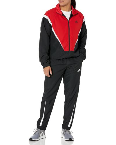adidas Mens Sportswear Woven Track Suit Black/better Scarlet Small