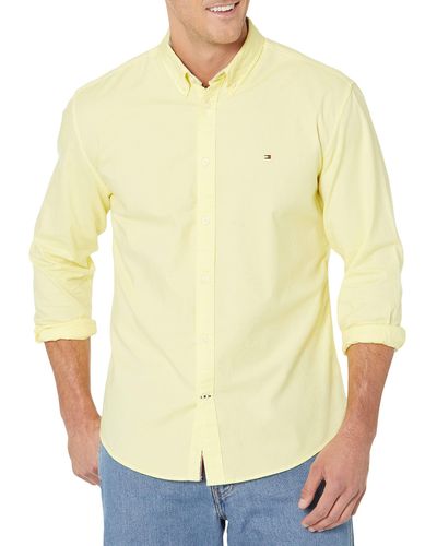 Tommy Hilfiger Long Sleeve Button Down Oxford Shirt In Custom Fit - Yellow