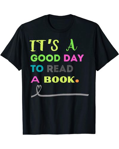 Perry Ellis It's A Good Day To Read A Book. T-shirt - Black