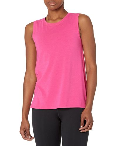 Amazon Essentials Soft Cotton Standard-fit Full-coverage Sleeveless Yoga Tank - Pink