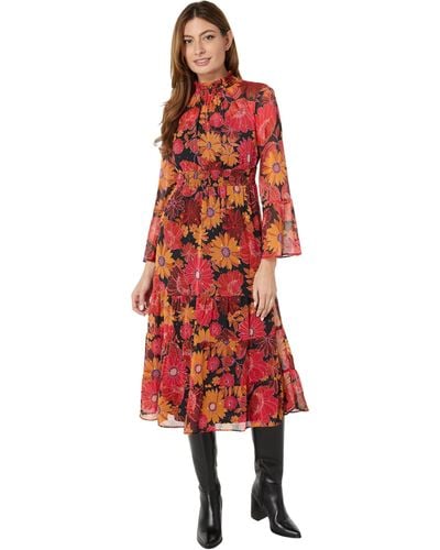 Donna Morgan Long Sleeve Fall Dress Event Guest Of Occasion Workwear - Red