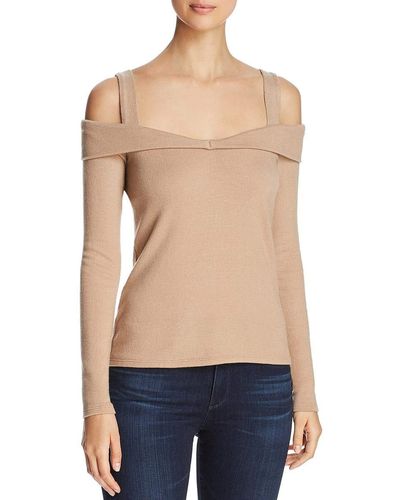 Three Dots Qq2664 Brushed Sweater Cold Shoulder Top - Natural