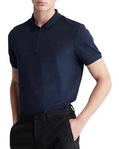 Calvin Klein Athletic Tech Zip Polo Shirt - Blue