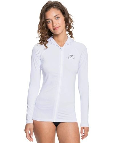 Roxy Essentials Hooded Rashguard Rash Guard Shirt - White
