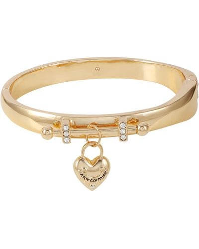 Juicy Couture Goldtone Heart Charm Stretch Bangle Bracelet - Metallic