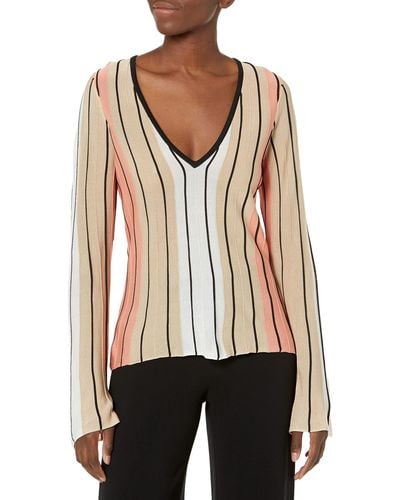 Ramy Brook Womens Liana Multi Striped Sweater - White
