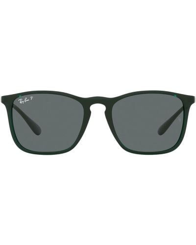 Ray-Ban Rb4187f Chris Low Bridge Fit Square Sunglasses - Black