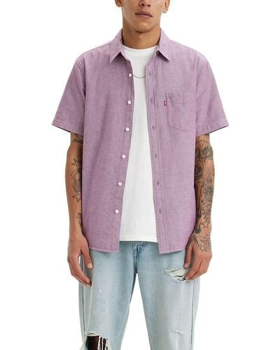 Levi's Classic 1 Pocket Short Sleeve Button Up Shirt - Purple